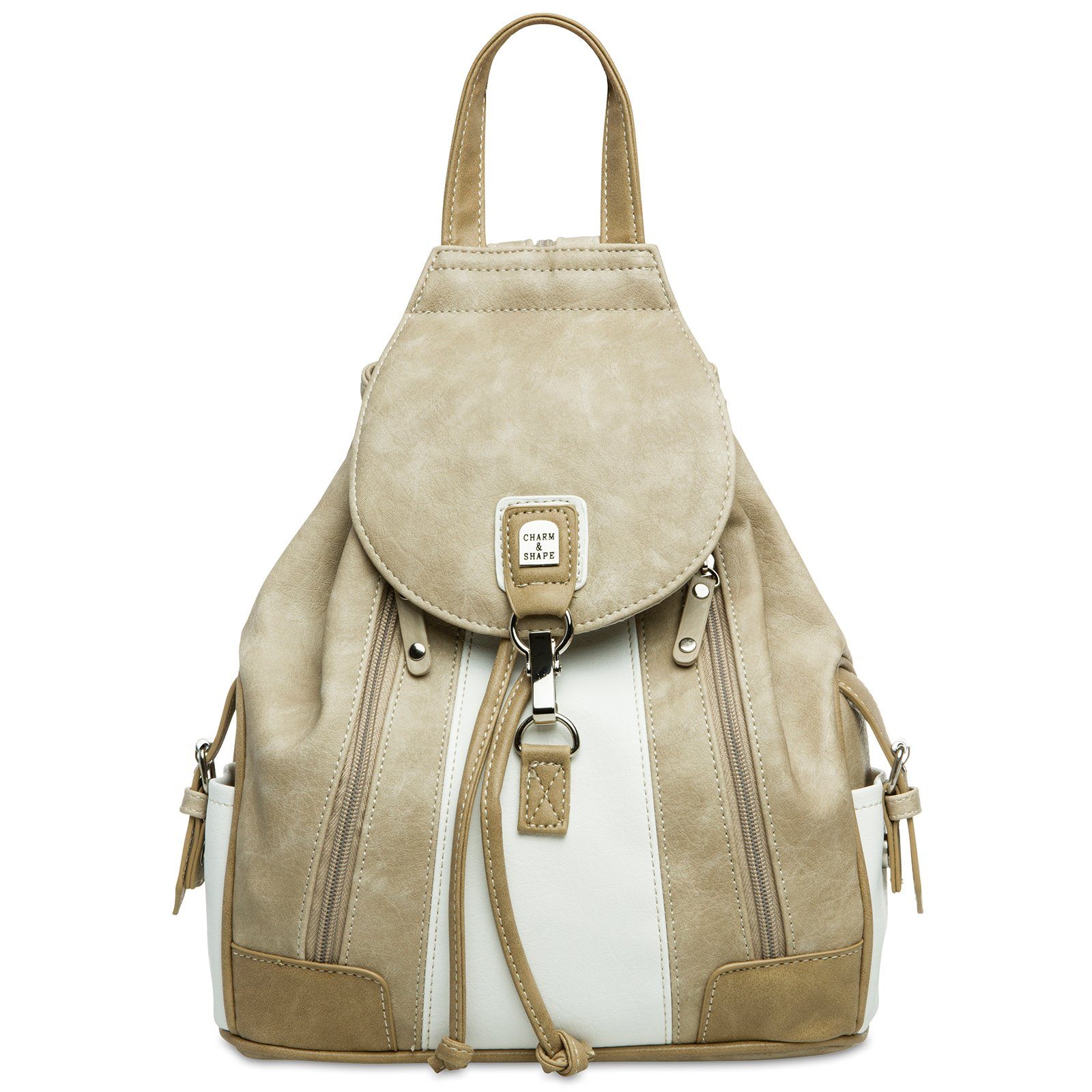 Caspar Umhängetasche TS1028 Damen Tasche Handtasche Rucksack Umhängetasche - diverse Modelle #15117 weiß beige Rucksack