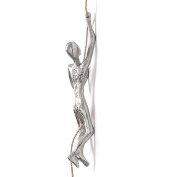 Moritz Skulptur Aluminium Figur Kletterer 30 x 8 x 8 cm, Dekoobjekt Holz, Tischdeko, Fensterdeko, Wanddeko, Holzdeko