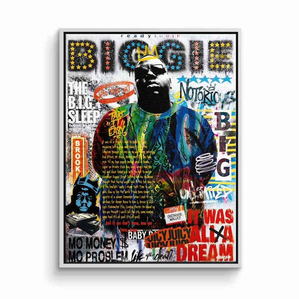 DOTCOMCANVAS® Leinwandbild, Leinwandbild The Notorious Smalls silberner Pop B.I.G. 2pac collage Art Biggie Rahmen