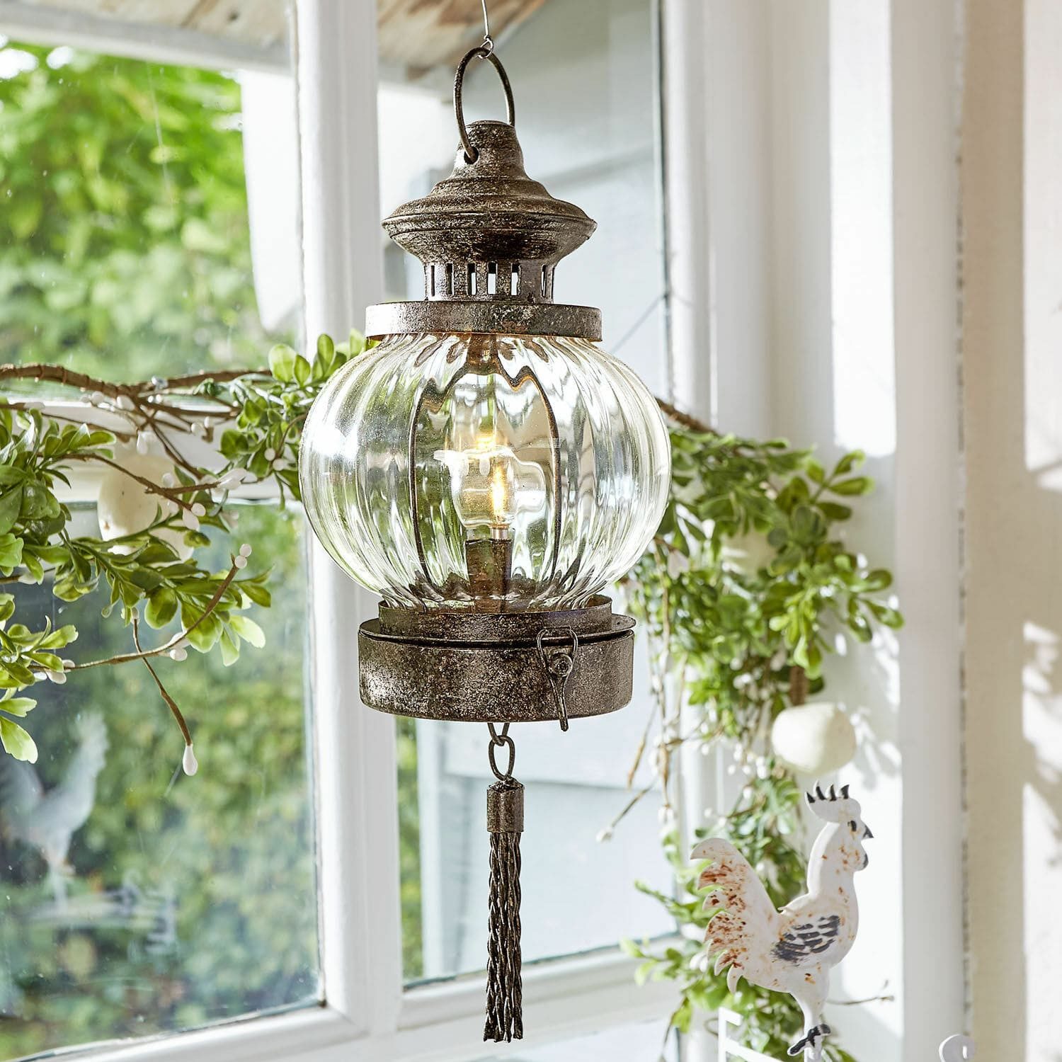 Mirabeau LED Laterne LED-Hängelaterne Timone rostbraun