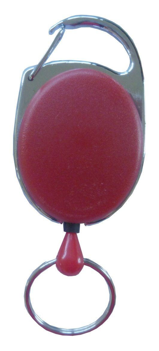 Kranholdt Schlüsselanhänger Jojo / Rot Ausweisclip Form Schlüsselring ovale / Metallumrandung, Ausweishalter (100-tlg)