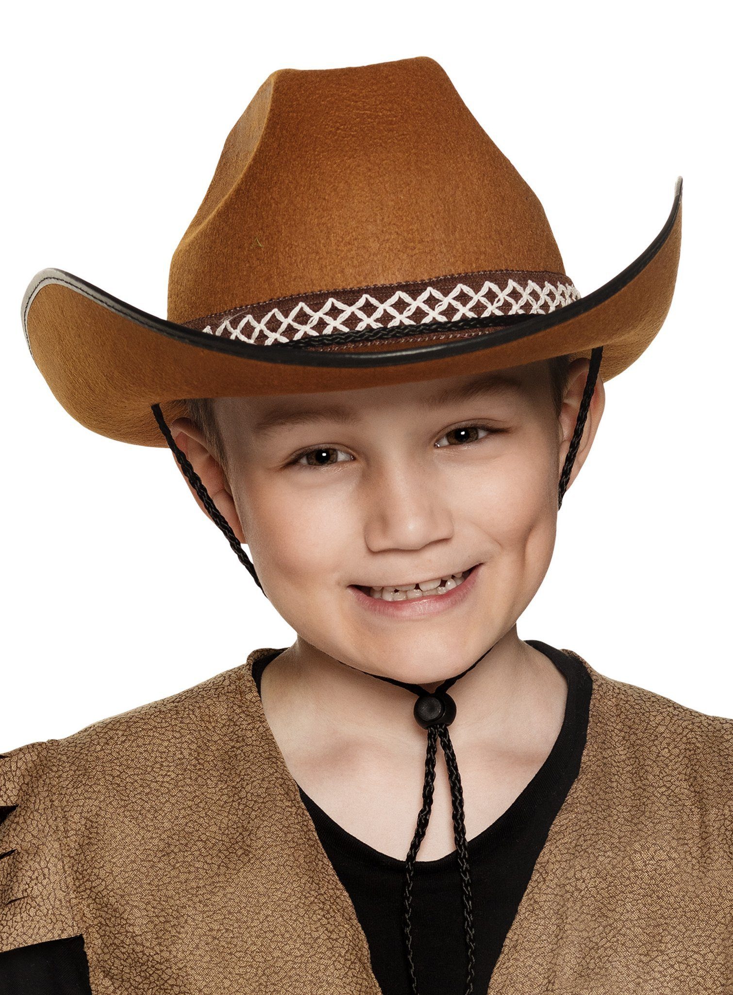 Boland Kostüm Cowboyhut braun, Robuster Westernhut passend zum Cowboy Kinderkostüm