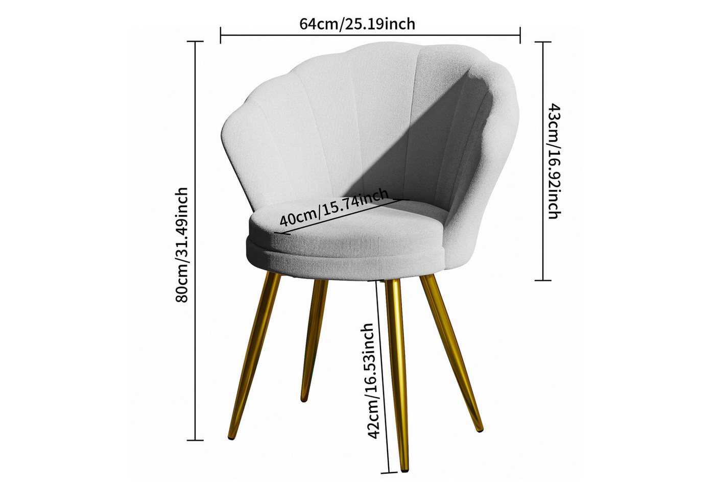 JEOBEST Esszimmerstuhl Loungesessel für Wohnzimmer, Gepolsterter Sitz, Metallbeine, (1 St), Belastung 150 kg, für Wohnzimmer, Schlafzimmer