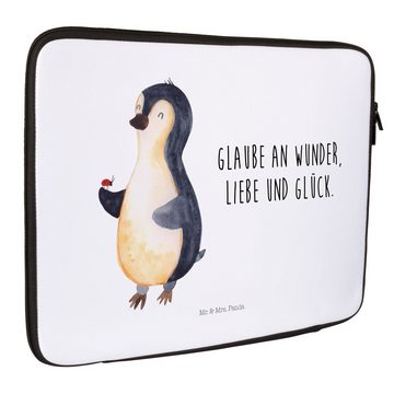 Mr. & Mrs. Panda Laptop-Hülle Pinguin Marienkäfer - Weiß - Geschenk, Computertasche, kleine Wunder