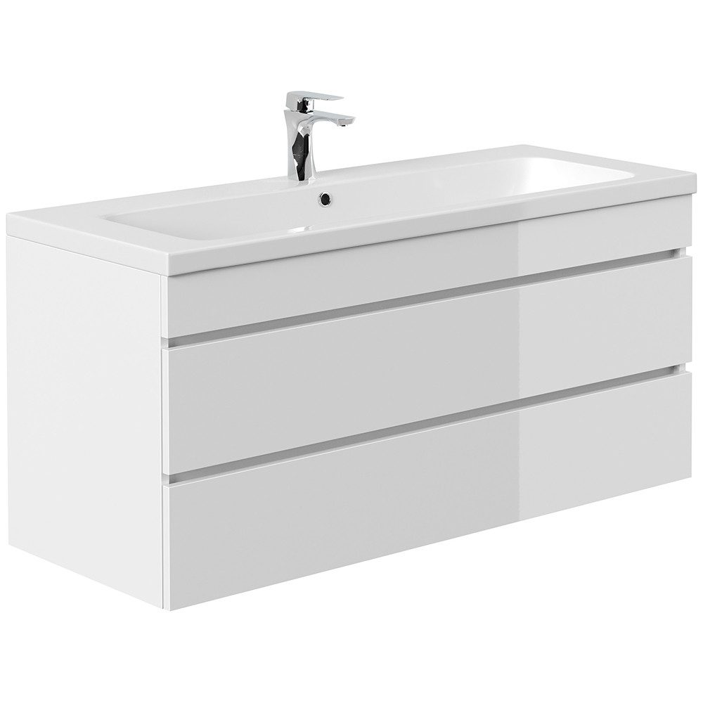 Lomadox Waschtisch FROME-02, 120 cm, hängend, weiß Hochglanz, mit 2 Schubla günstig online kaufen