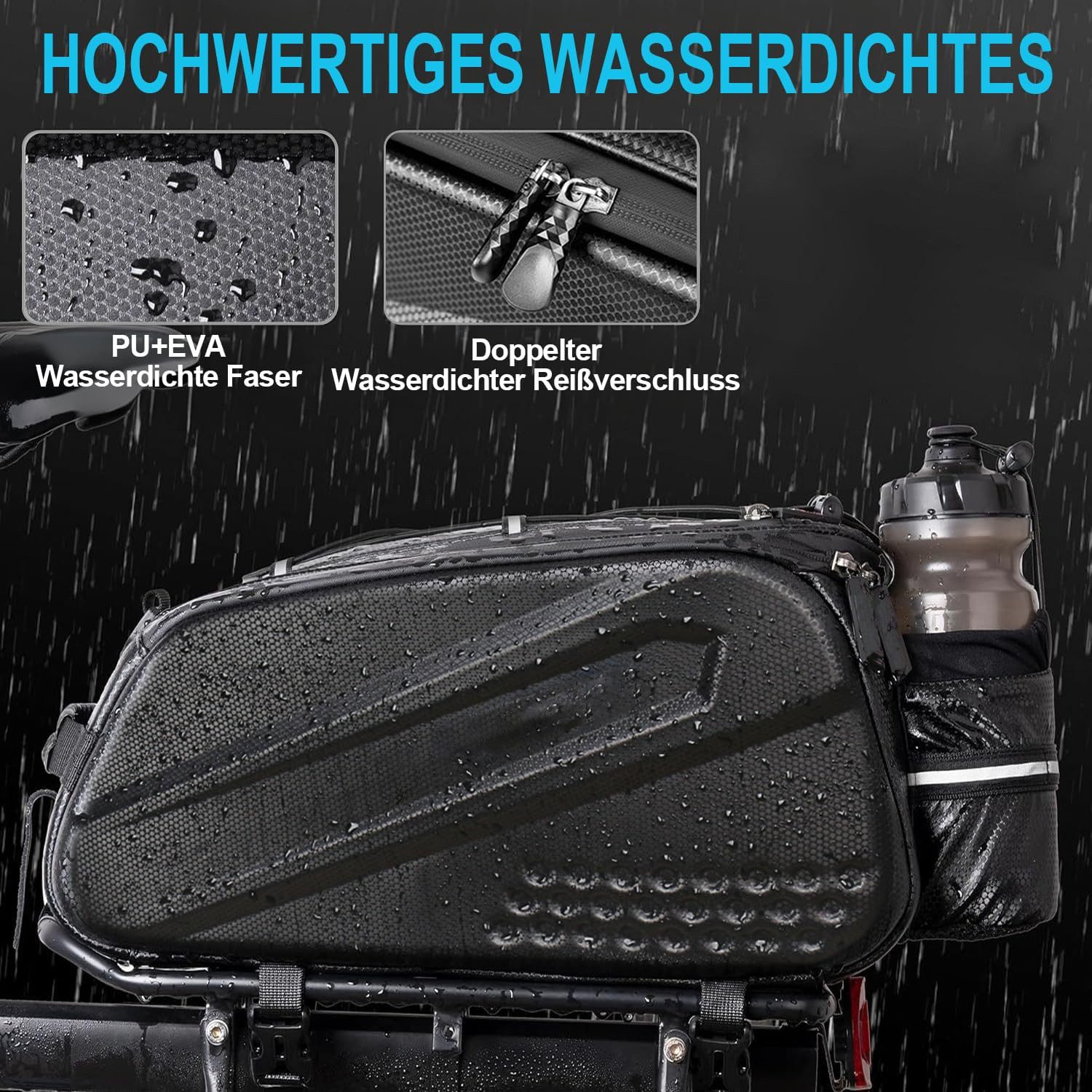 Forrlite Fahrradtasche, Gepäckträgertasche, Fahrradtasche für Gepäckträger (100% Wasserdicht & Reflektierend, mit Tragegriff und Schultergurt, Gefertigt für Langlebigkeit)