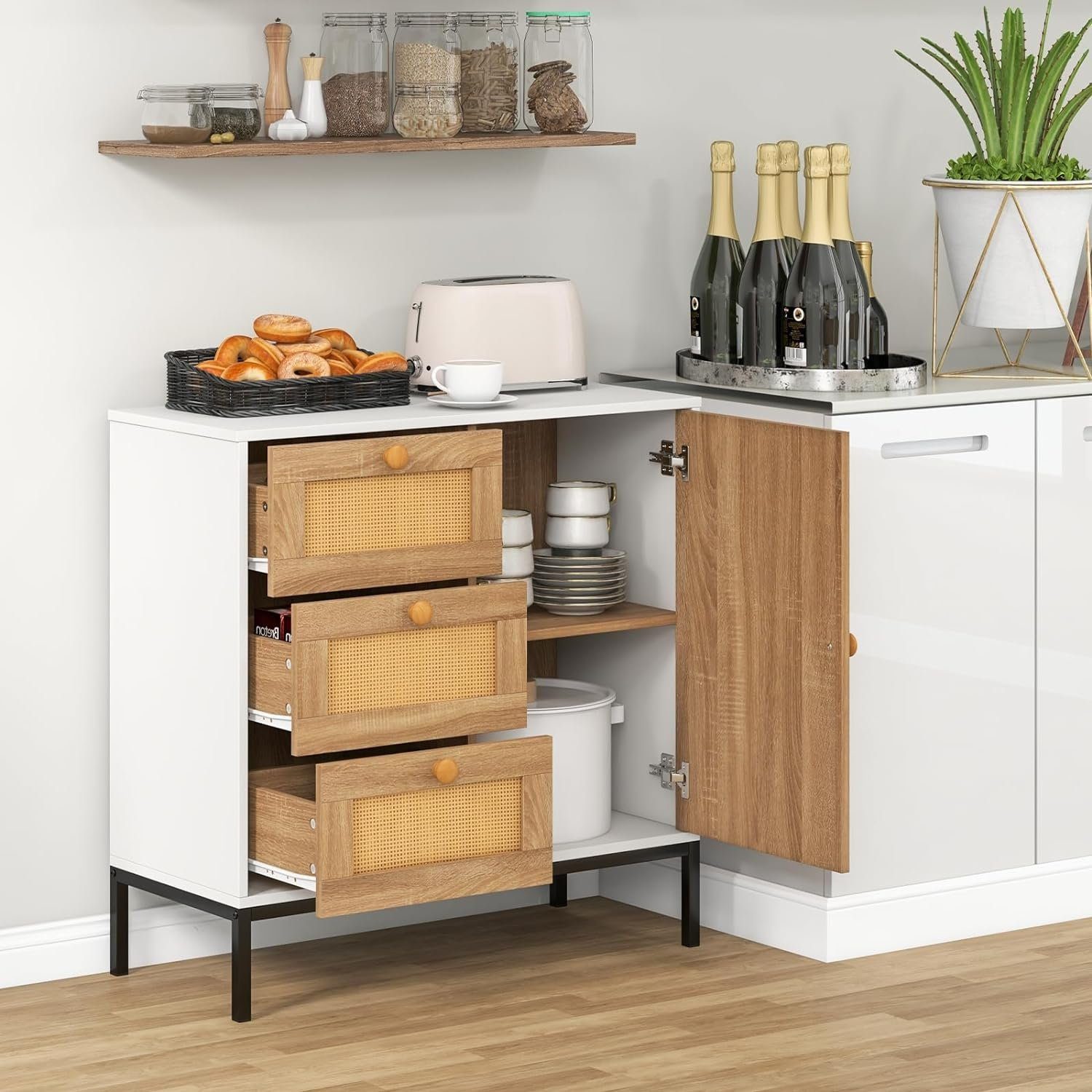 KOMFOTTEU Sideboard Küchenschrank, mit Türen & Schuladen,80 x 35 x 80,5 cm günstig online kaufen
