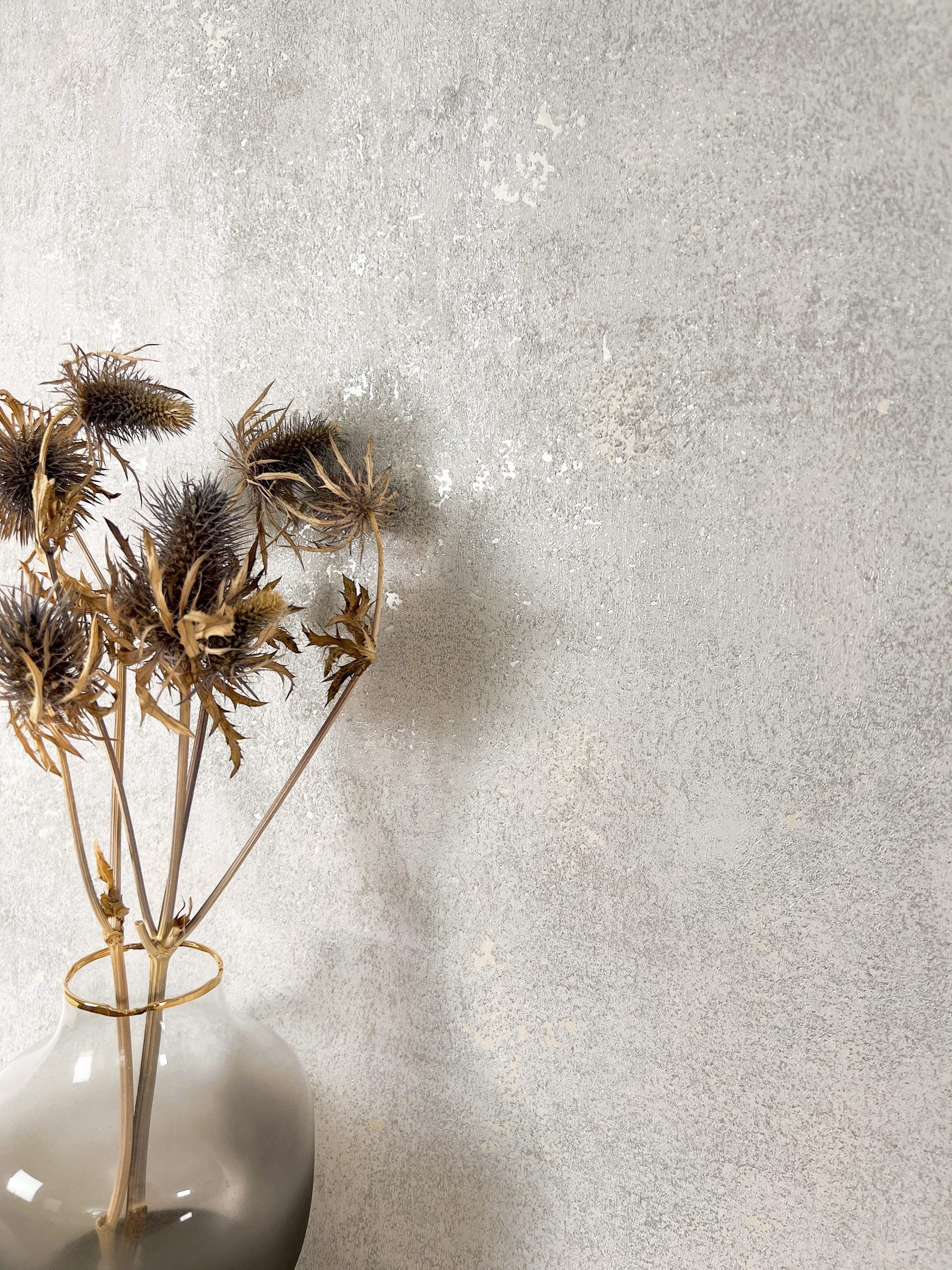 Newroom Vliestapete Perseus Granit Tapete Betontapete Beton,Zement,Leicht glänzend, Grau Tapete Modern Beton - Betonwand Betonoptik Hellgrau Silber Uni Industrial Zement Leicht glänzend für Wohnzimmer Schlafzimmer Küche, Betonwand