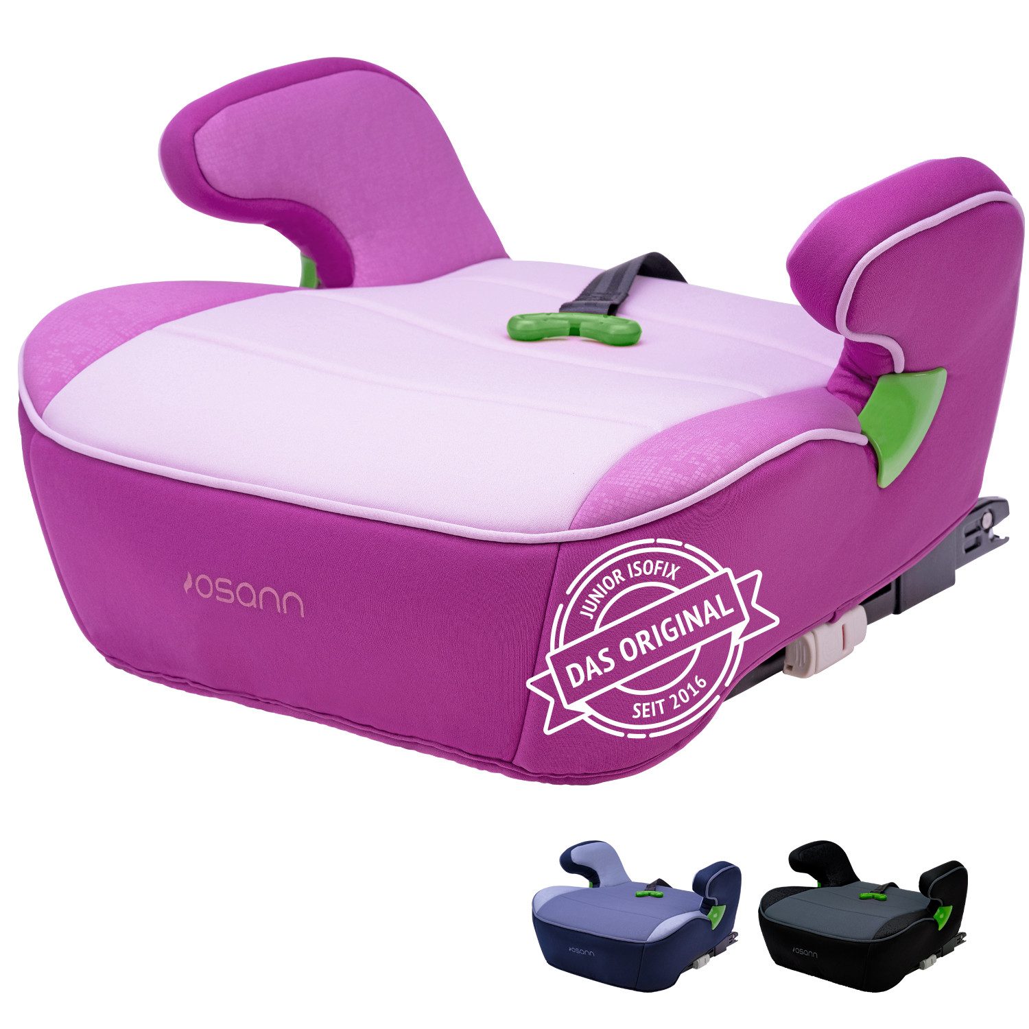 Osann Kindersitzerhöhung Junior Isofix Gurtfix, Sitzerhöhung Kinder mit Isofix, ab: 7 Jahren, bis: 12 Jahre, ab: 126 cm, bis: 150 cm, Kindersitzerhöhung mit Isofix + Gurtfix für optimierten Gurtverlauf