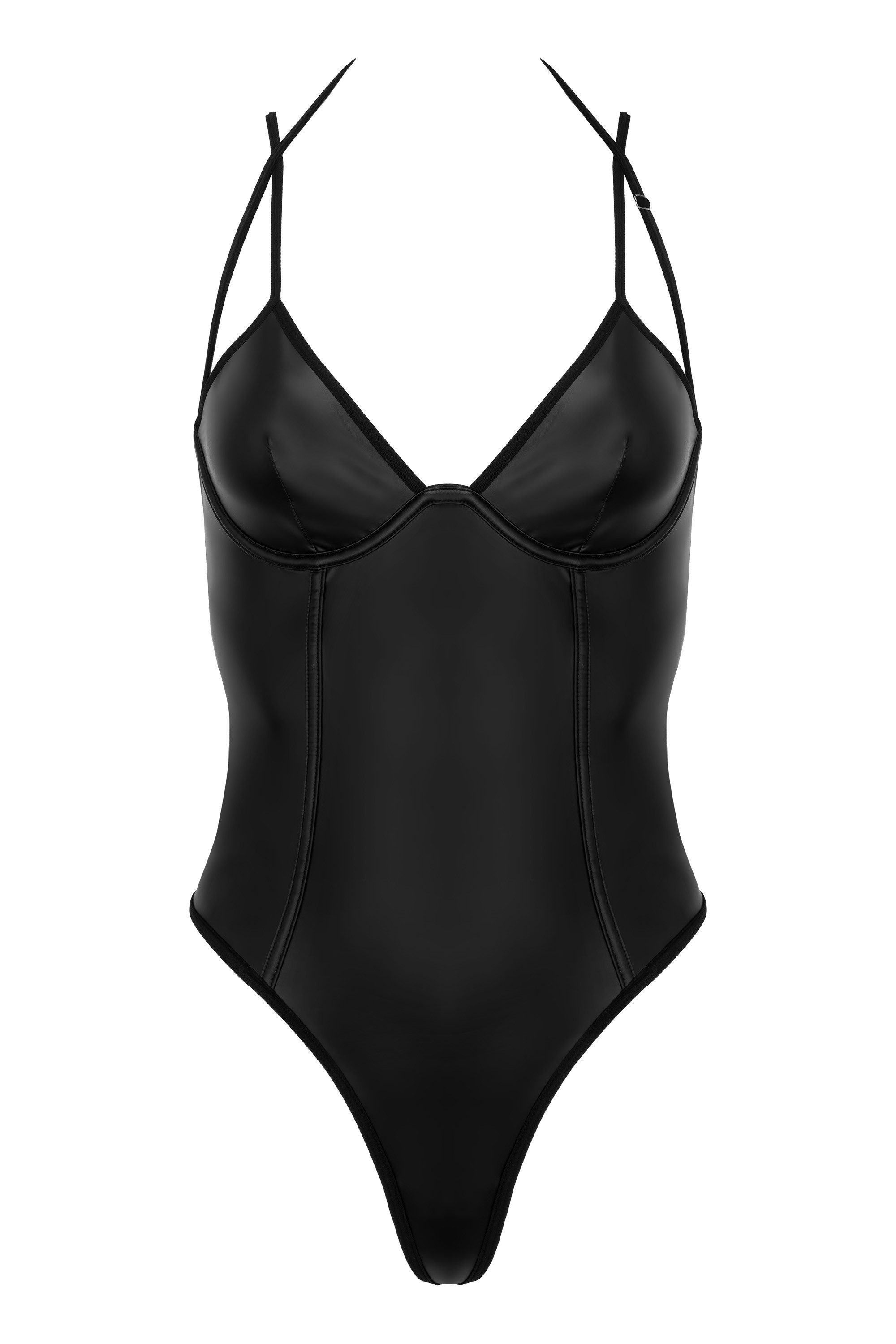 KOTEK Body Stringbody Blackelia schwarz Wetlook Reißverschluss