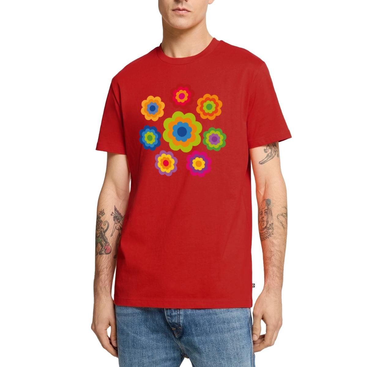 T-Shirt 70er Jahre Hippie Flower Power Kostüm Blumen Fasching Männer Premium T