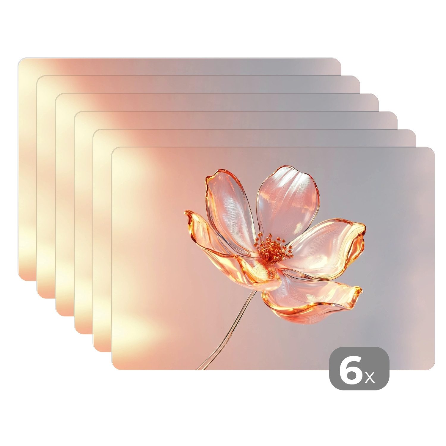 MuchoWow Platzset Gläser - Blume - Rosa, (6-St), Platzsets, Tischset, Abwas günstig online kaufen