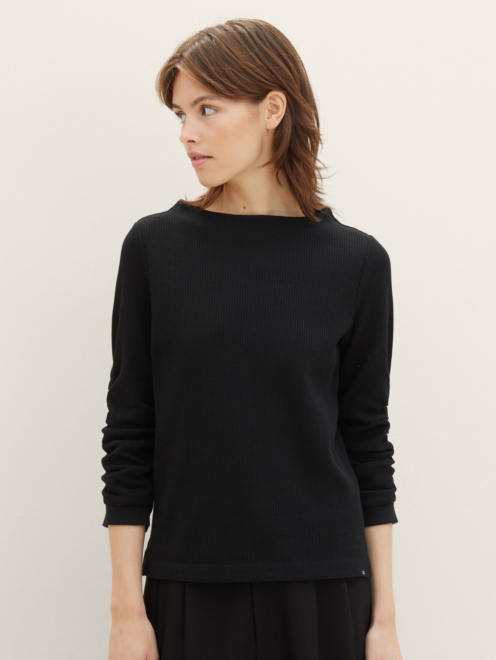 TOM TAILOR Denim Sweatshirt Sweatshirt mit Falten deep black