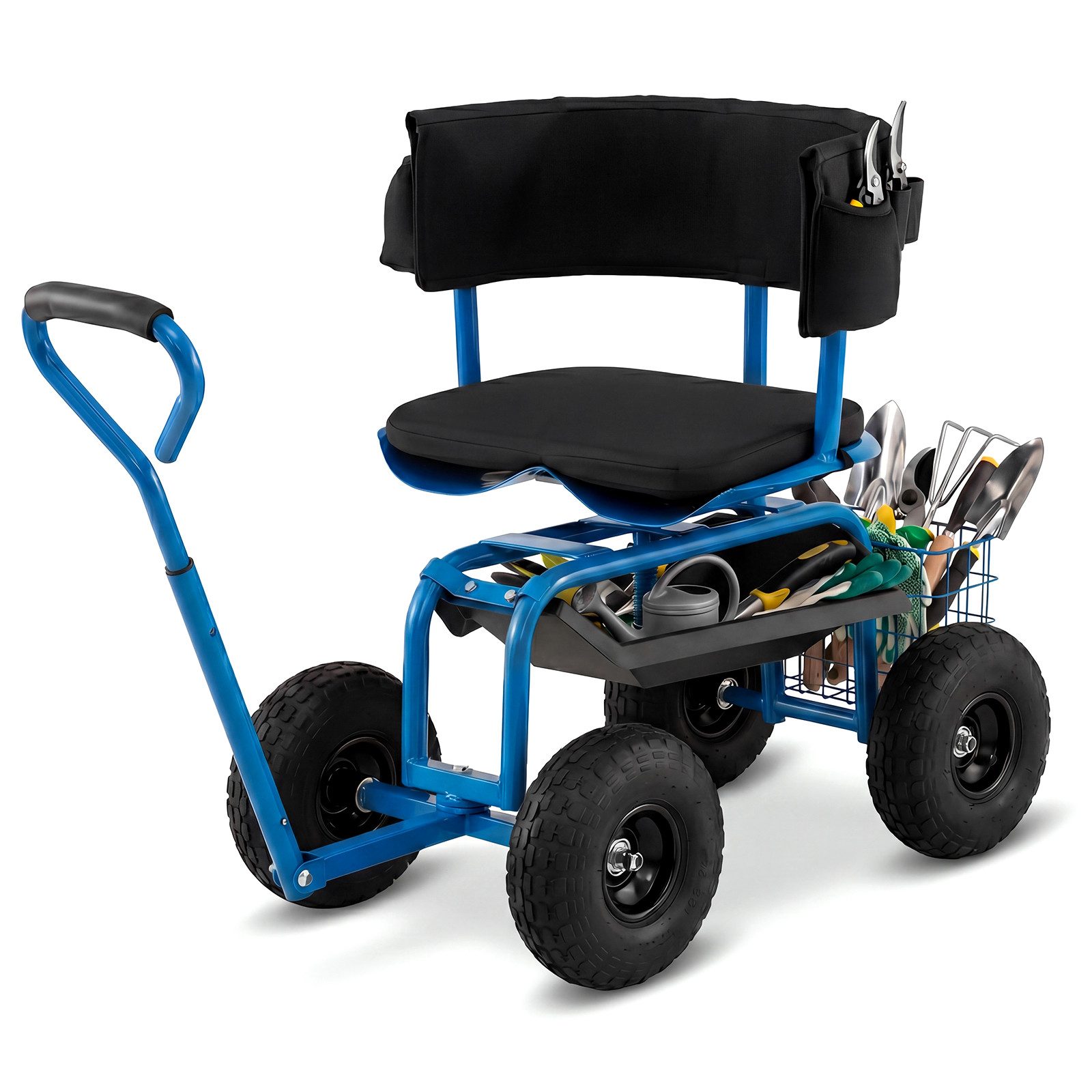 COSTWAY Rollsitz, Gartenwagen, 360 ° drehbar, höhenverstellbar