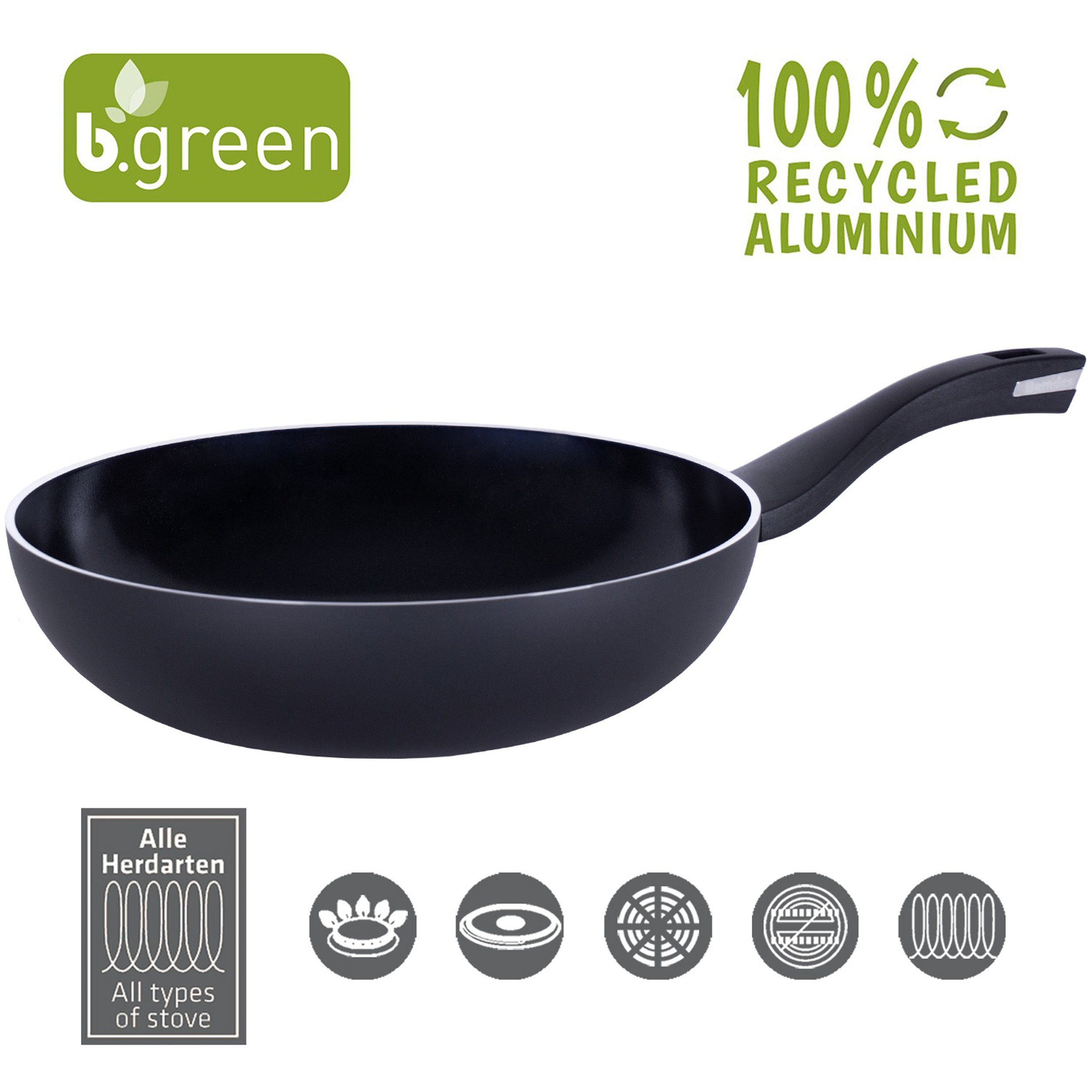 Berndes Wok Asiawok Pfanne 100 Dosen b.green Aluminium, % recycelten Aus 28 cm Induktionsgeeignet