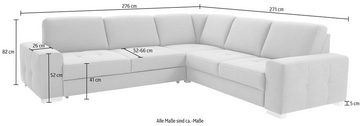 sit&more Ecksofa Santorini L-Form, mit Federkern und Sitztiefenverstellung, wahlweise mit Bettfunktion