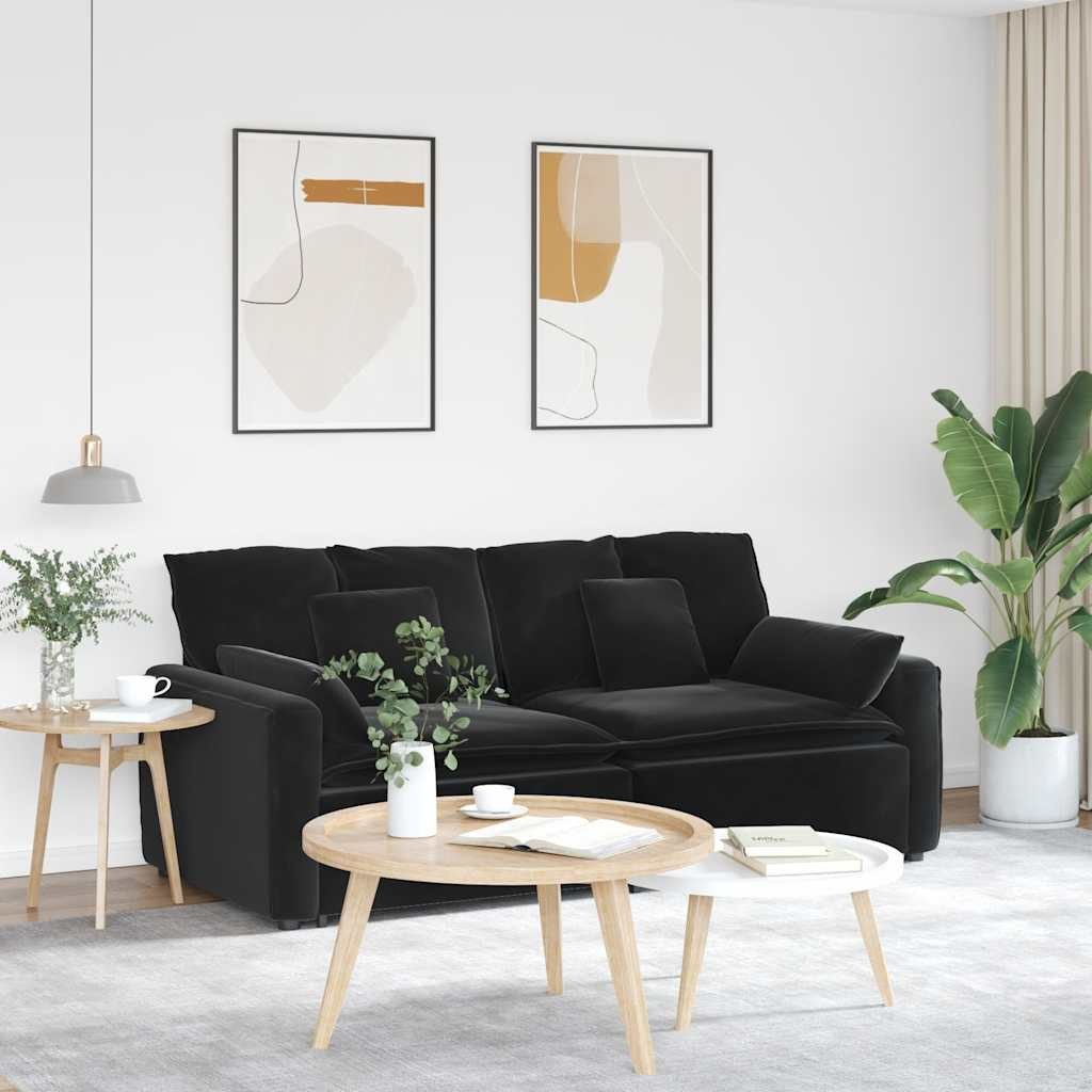 vidaXL Sofaelement Modulares Sofa mit Kissen Schwarz