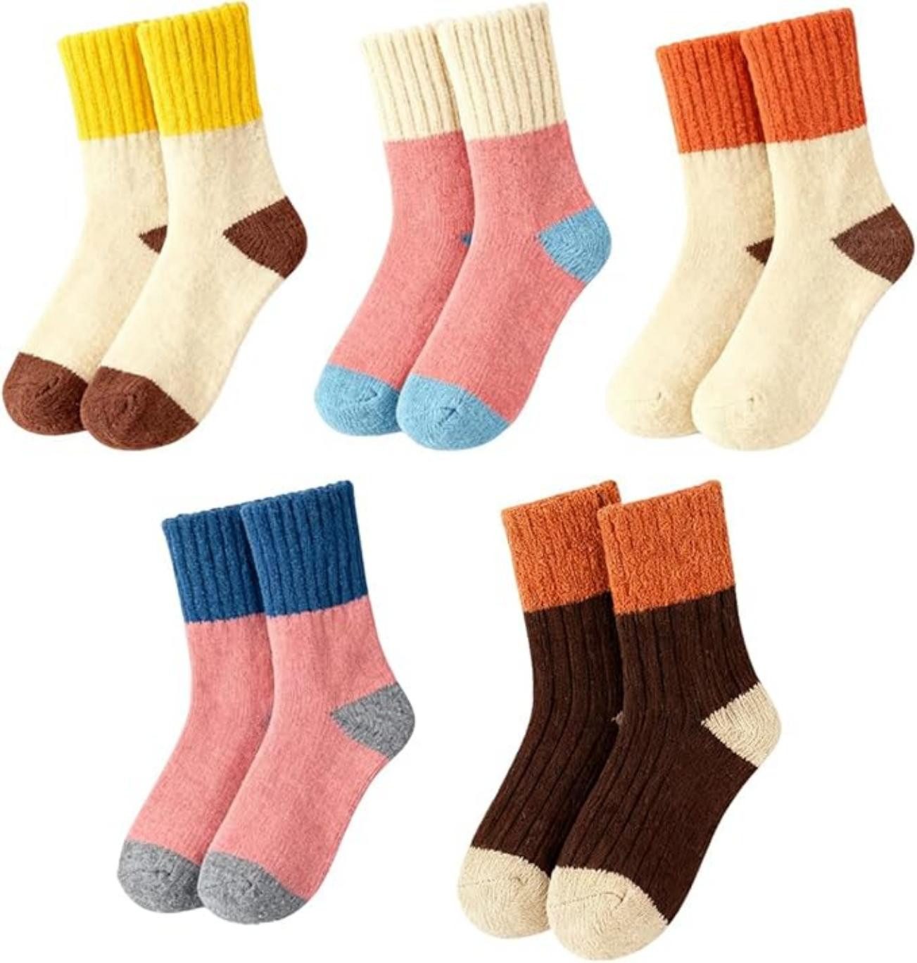 Zaewry Thermosocken 5 Paar Baumwolle knallig bunt gepunktete Damen Socken (5-Paar)