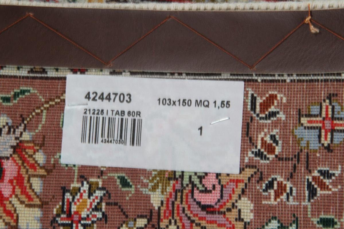 104x149 mm Handgeknüpfter / Perserteppich, Orientteppich 50Raj Nain Orientteppich Täbriz rechteckig, 7 Trading, Höhe: