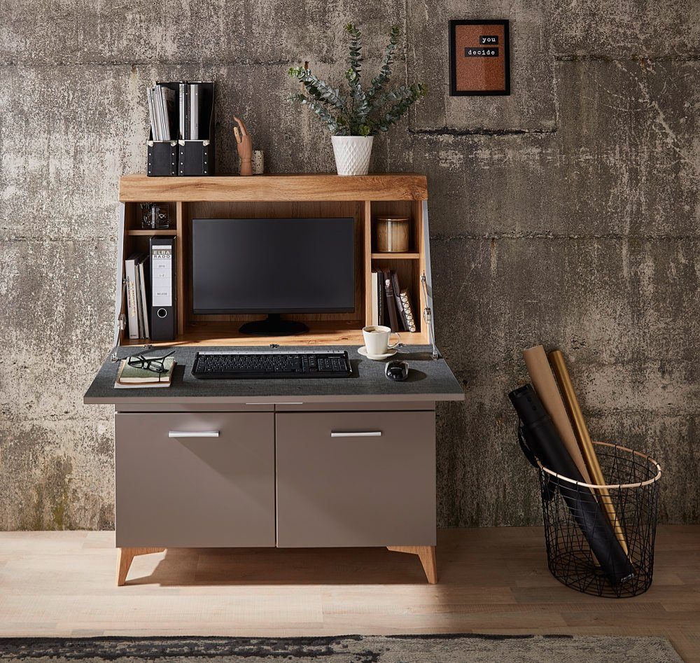 moebel-dich-auf Sekretär SANTORIN (Schreibsekretär Klappensekretär Schreibtisch Kommode, 1 St., 1 Klappe, 2 Schubkästen, 2 Türen), mit Soft-Close-Funktion