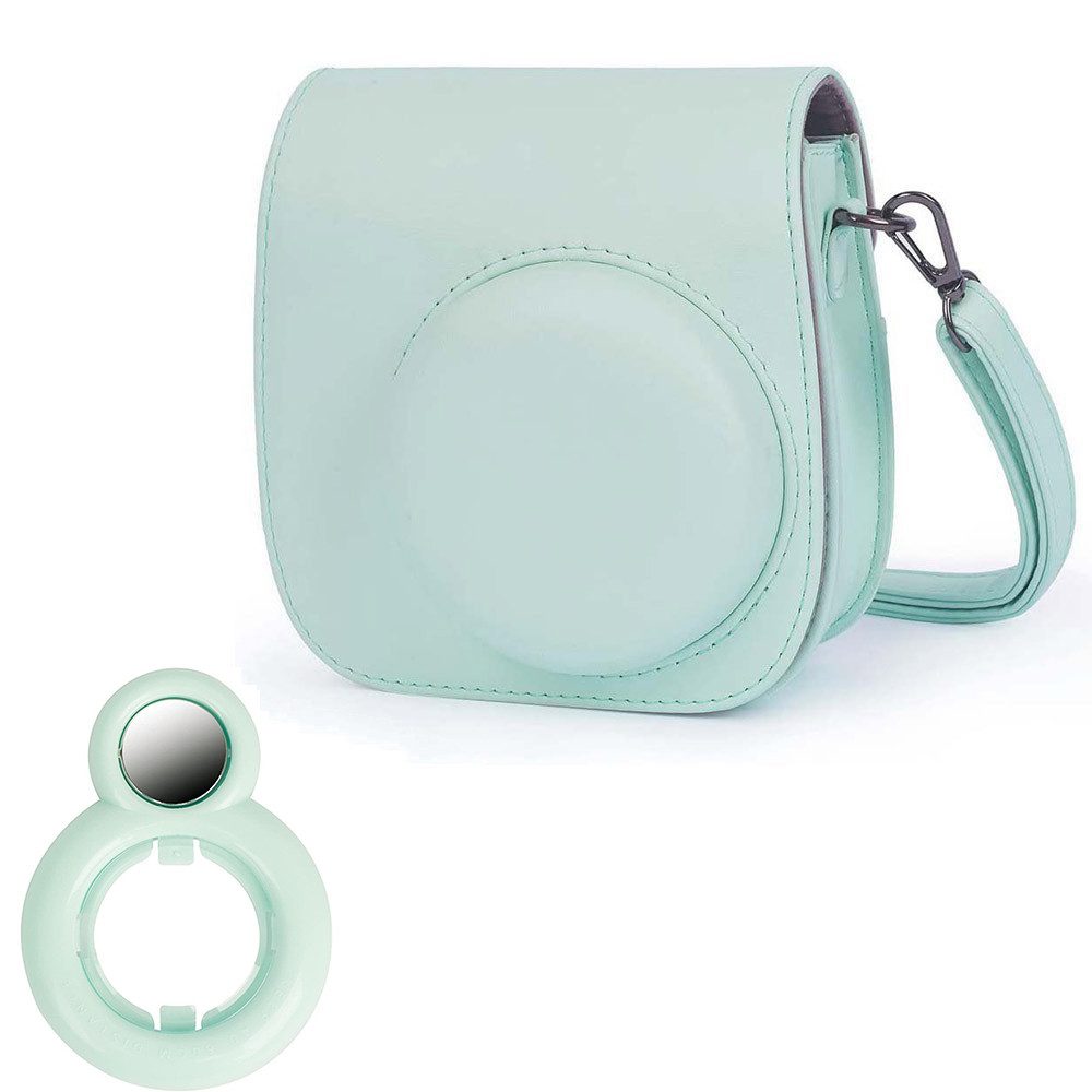 Kameratasche Mini 12 Camera Tasche, Mint-Green für INSTAX mit Selbstporträtspiegel