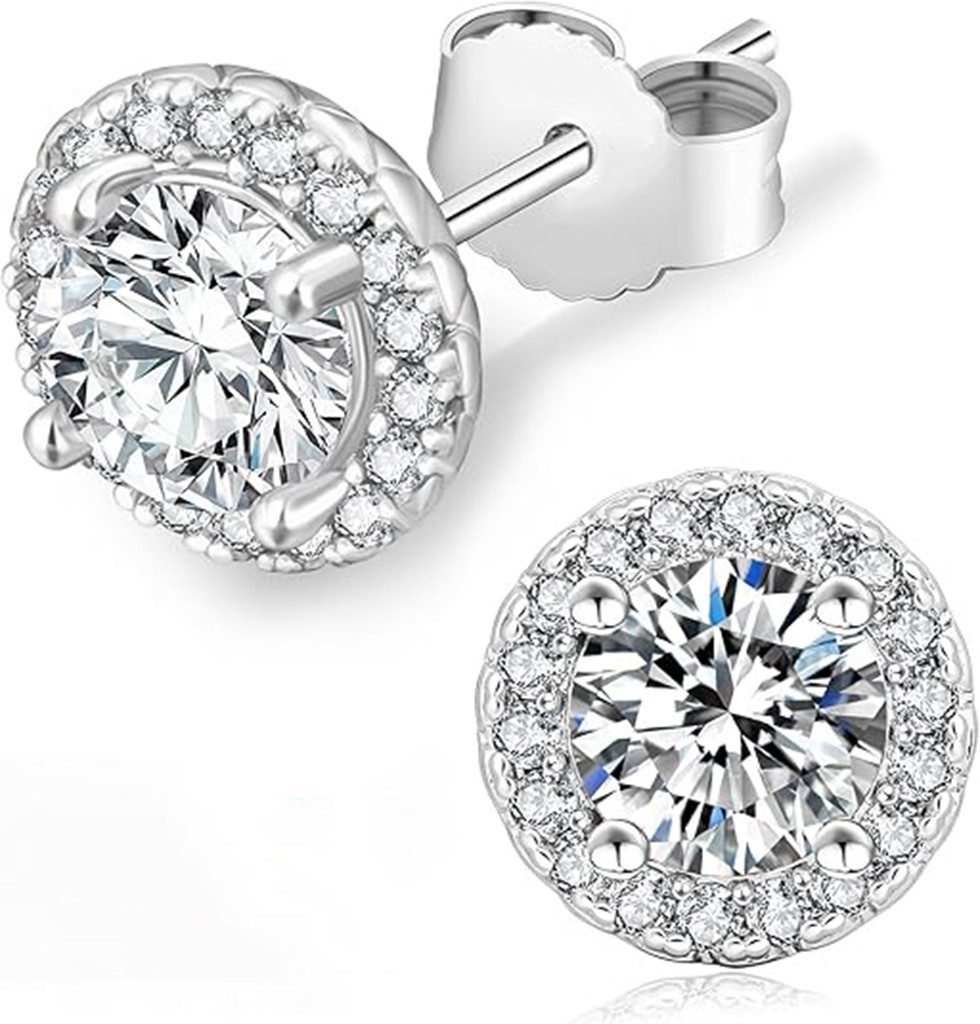 Jumpeak Paar Ohrstecker Ohrstecker,Paar Ohrstecker,1-Karat-Diamantohrstecker,Goldohrstecker, Diamantohrstecker für Damen und Herren,Jubiläumsgeschenk