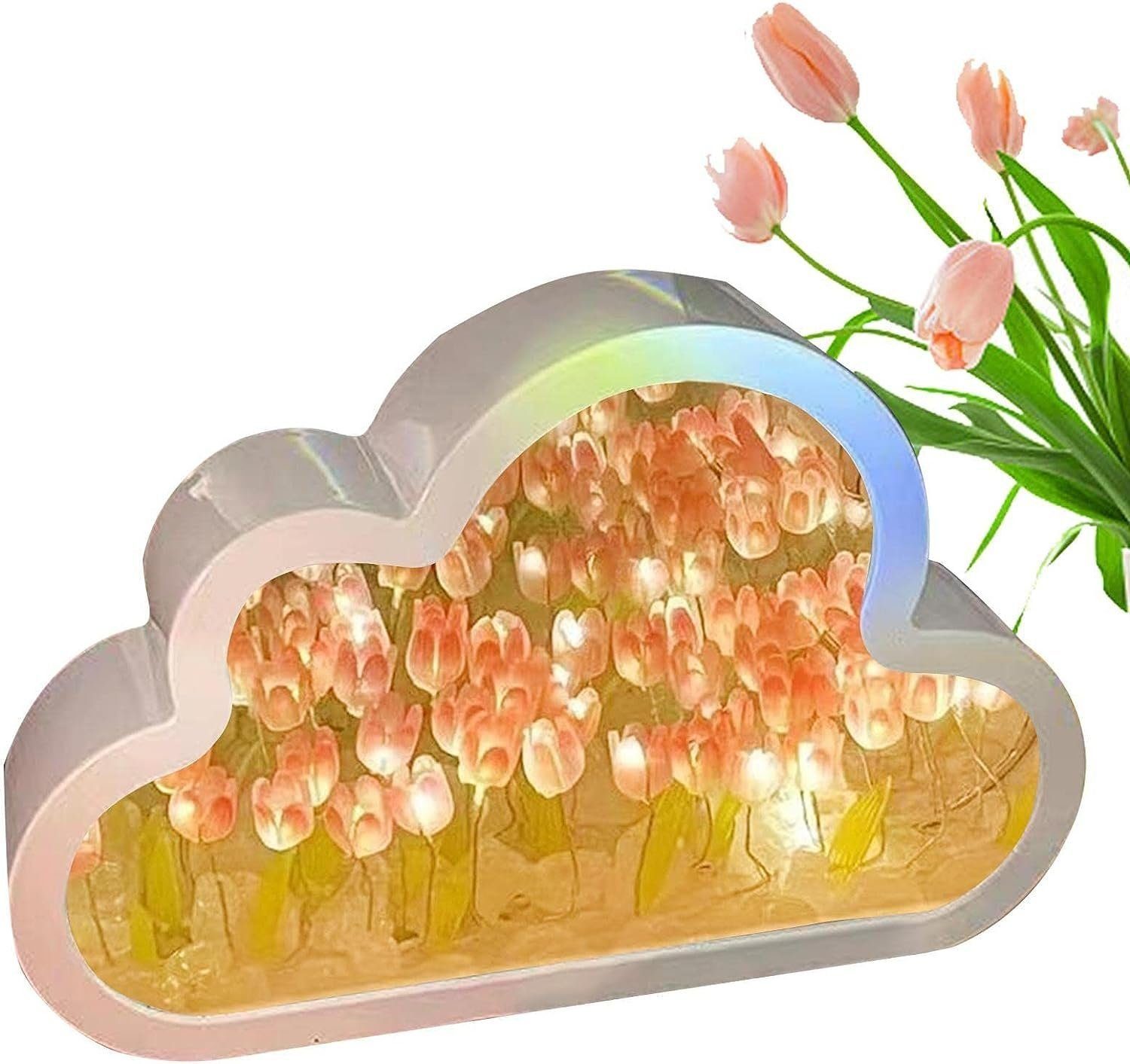 Wolkenspiegel-Tulpenlampe Gelb Wolkenspiegel,Tulpen-Nachtlicht, Nachtlampe Nachttischlampe DOPWii