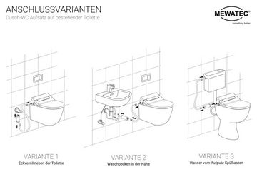 MEWATEC Dusch-WC-Sitz D300 2.0, - Dusch-WC im flachen Design mit Warmluftföhn