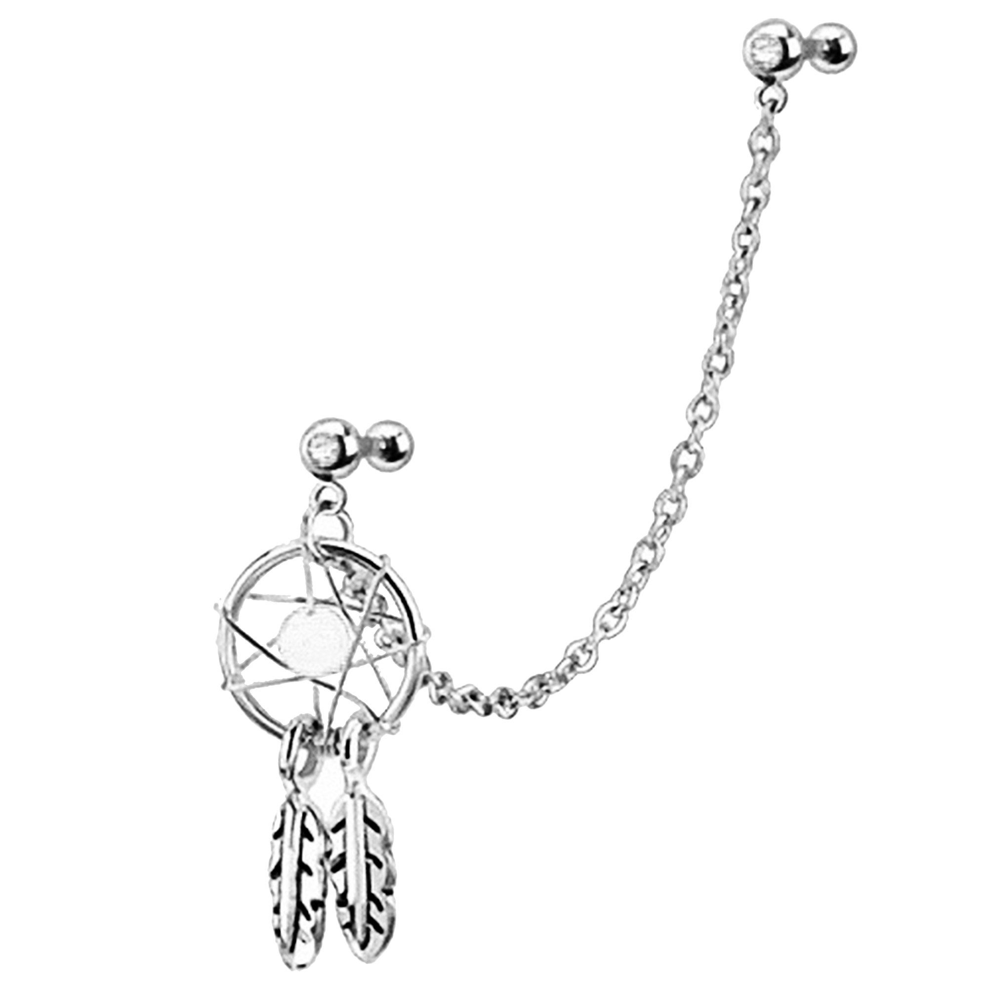 Taffstyle Piercing-Set Helix Tragus Ohrpiercing mit Kette Kristall Traumfänger, Ohr Chirurgenstahl Helix Ohrpiercing Cartilage Stab Barbell Anhänger