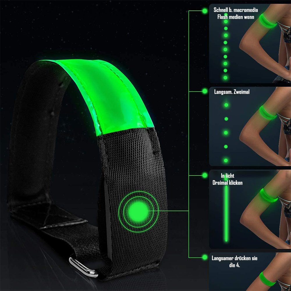 GelldG Armband Lauflicht LED-Armband Läufer für (2er-Pack), wiederaufladbares