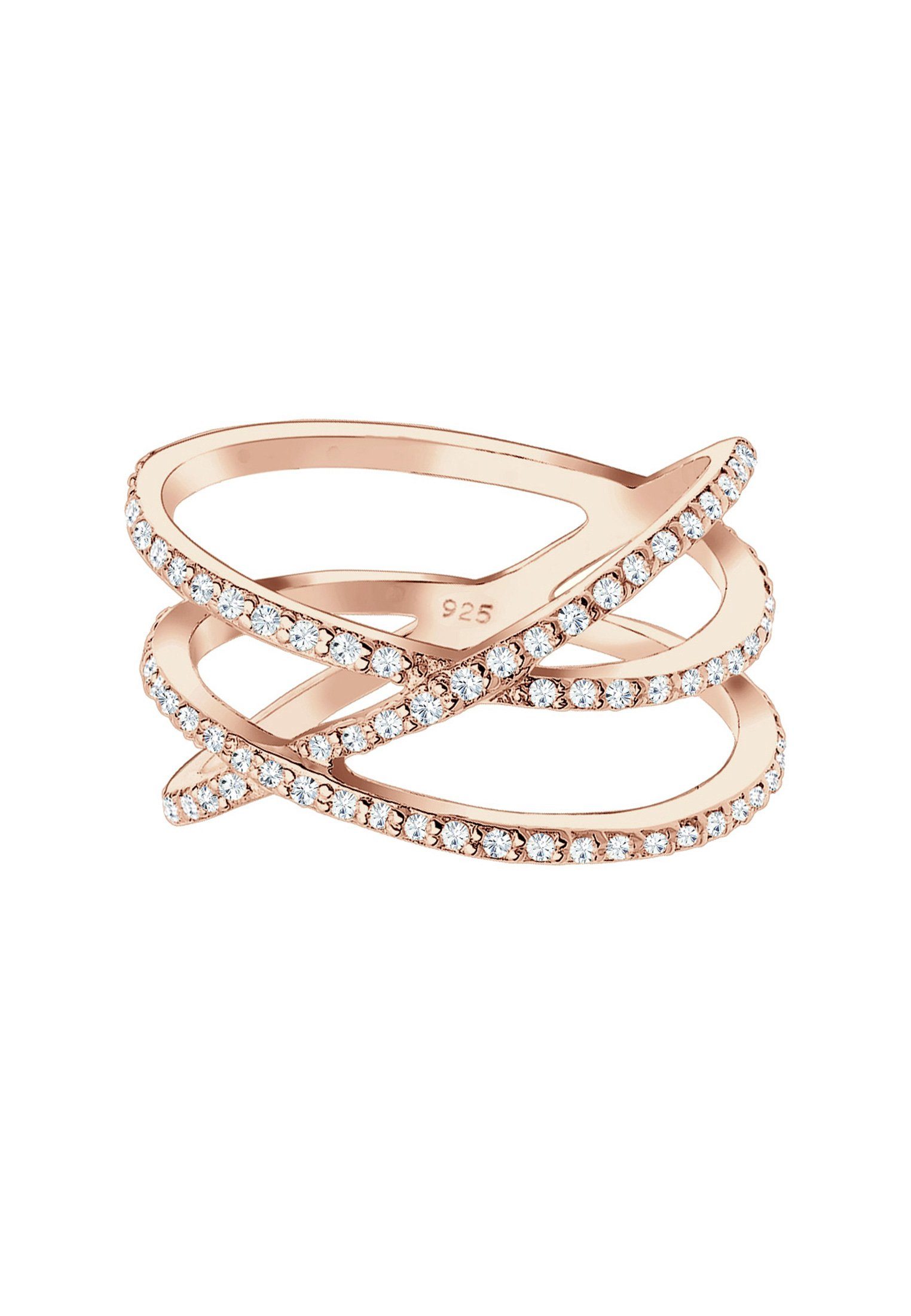 Verschlungen 925 Silber Rosegold Kristalle Elli Fingerring