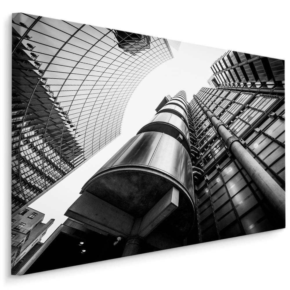 Muralo Leinwandbild Architektur – Leinwandbild Wandbild Kunstdruck Wohnzimmer, Gebäude (1 St), Stadt – Hochhäuser Panorama – Architektur, 30 x 20 cm, aufhängefertig