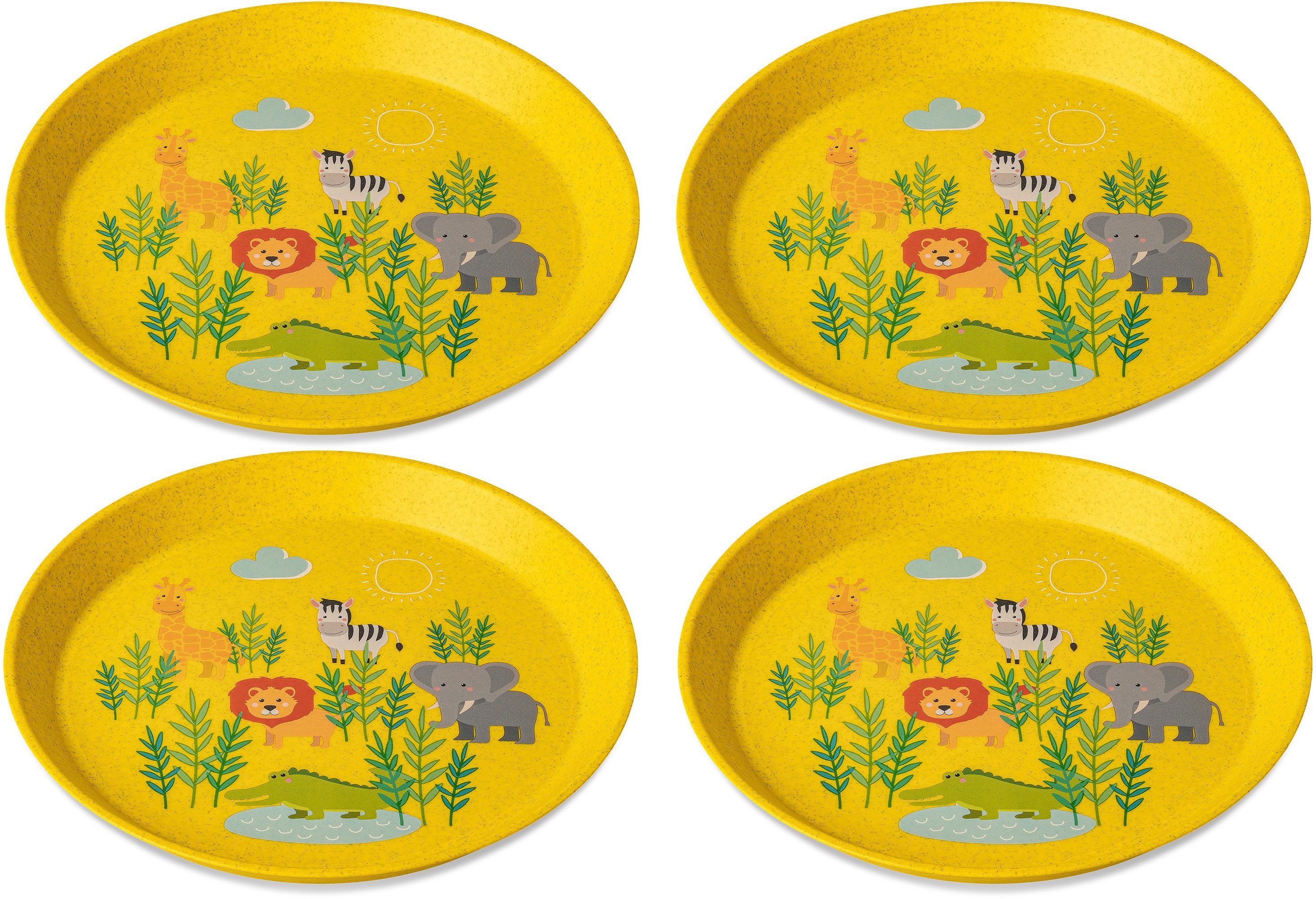 KOZIOL Kunststoffteller CONNECT PLATE AFRICA, (4 St), 100% recycelbar,100% made in Germany, Ø 20,5 cm