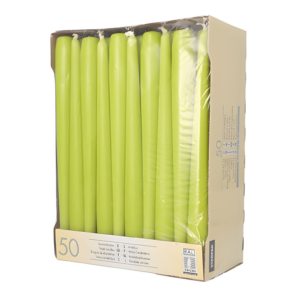 PAPSTAR Spitzkerze Leuchterkerzen Ø 2,2 cm, 25 cm limonengrün 50 Stk