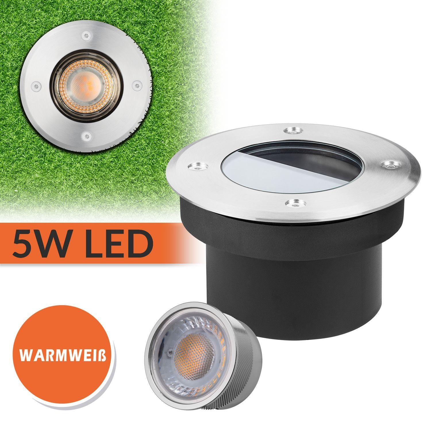 Dimmbare Farbtemperatur LEDANDO tausch - mit LED - Flacher LED Einbaustrahler Bodeneinbaustrahler