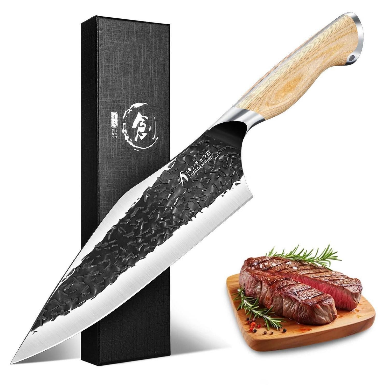 LuxusKollektion Hackmesser Kochmesser Kohlenstoffstahl Holzgriff 20cm