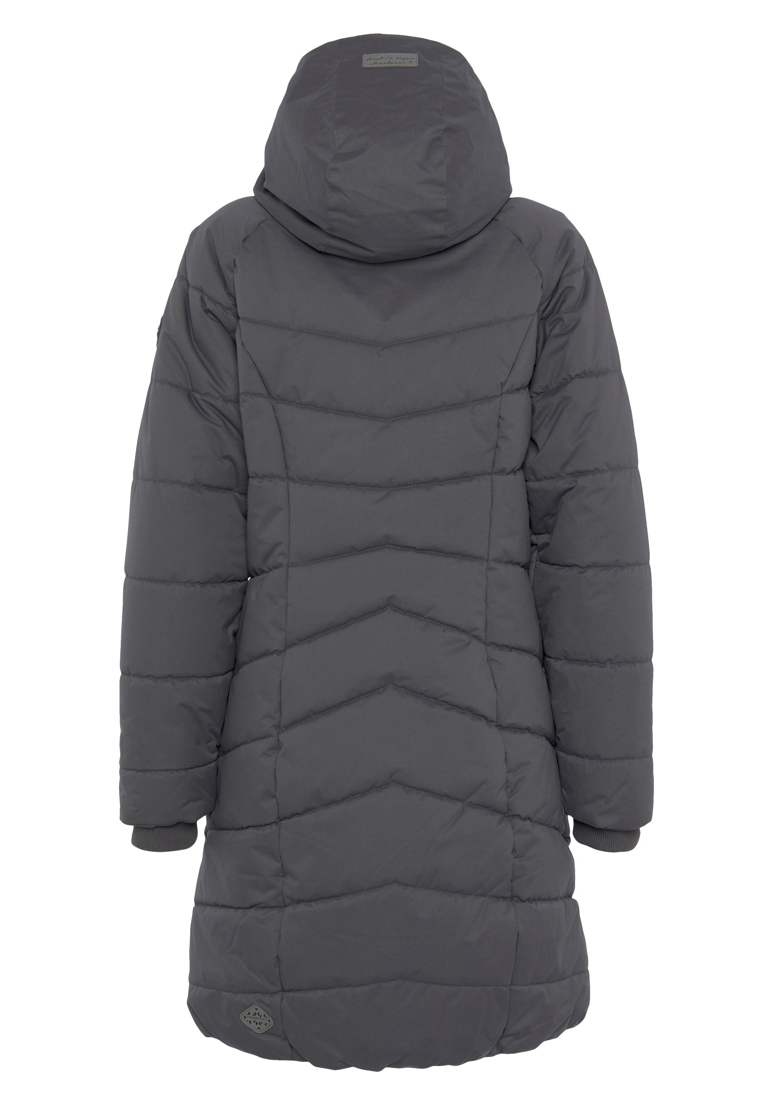 -Zipper Style 2-Way COAT mit Urban DIZZIE Ragwear GREY Streetwear Steppjacke DARK