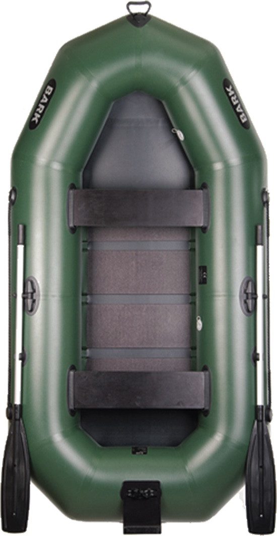 BARK Лодки Schlauchboot (2,1m - 3m) für 1-3 Personen mit Heckspiegel für Elektromotor, (Komplettset mit Alu-Paddel, Packtasche, Fußpumpe und Reparaturset), mit Heckspiegel für Elektro-Außenborder