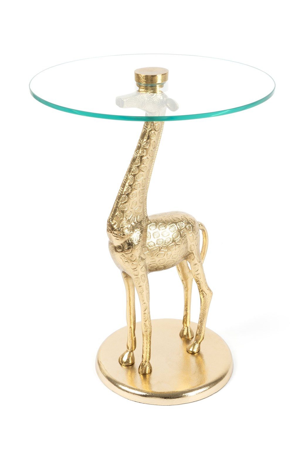 Qiyano Beistelltisch Beistelltisch Himari Giraffe Gold - Tierform - Aluminium und Glas