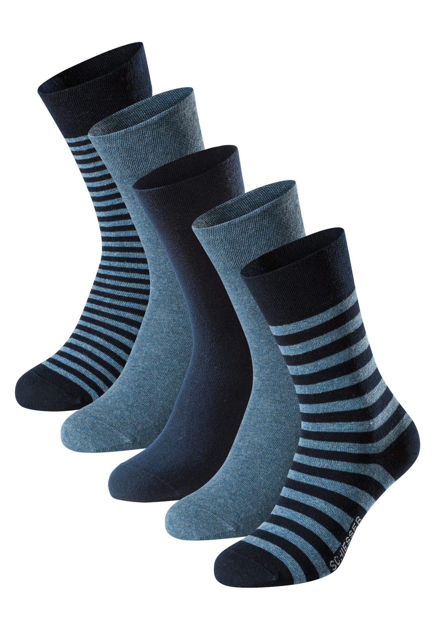 Schiesser Socken Bluebird (5-Paar) druckfreier Bund, Fersen und Zehen handgekettelt, Cotton-Mix