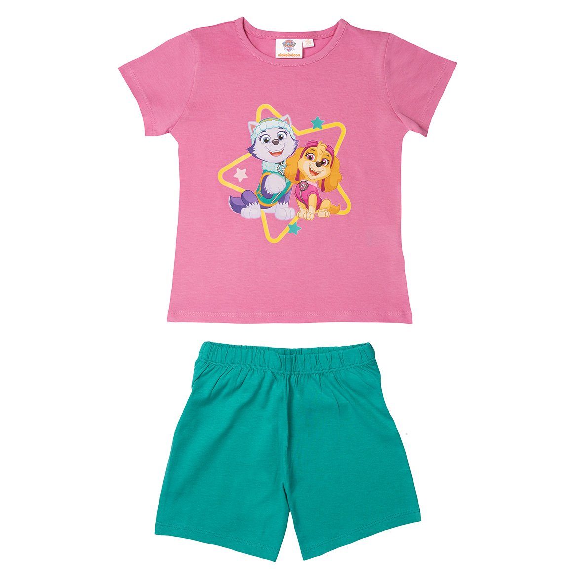 United Labels® Schlafanzug Paw Patrol Schlafanzug für Mädchen - Skye & Everest Pink/Türkis
