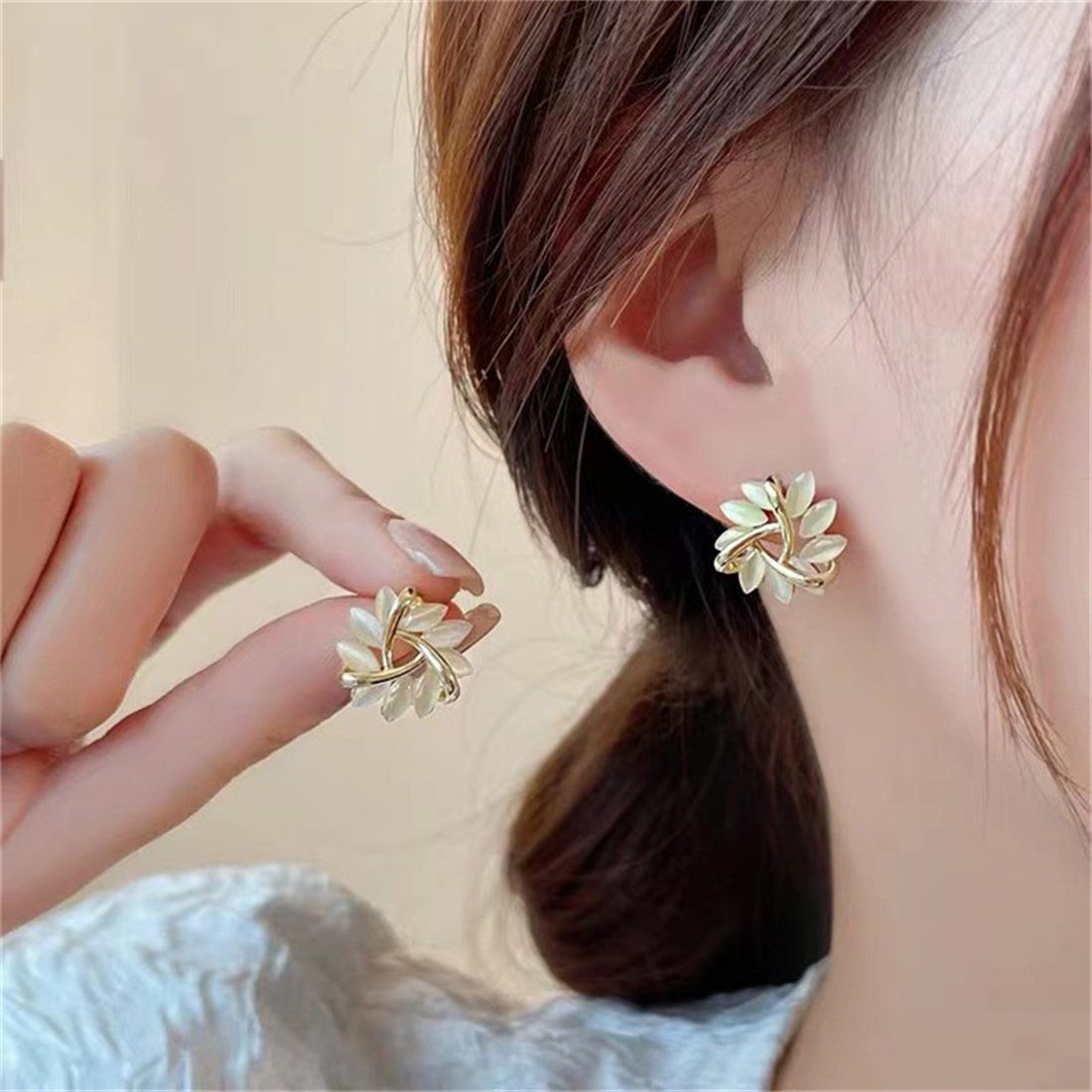 für Modische Ohrhänger Frauen DAYUT (1-tlg) Geschenke Opalblütenohrringe, Paar