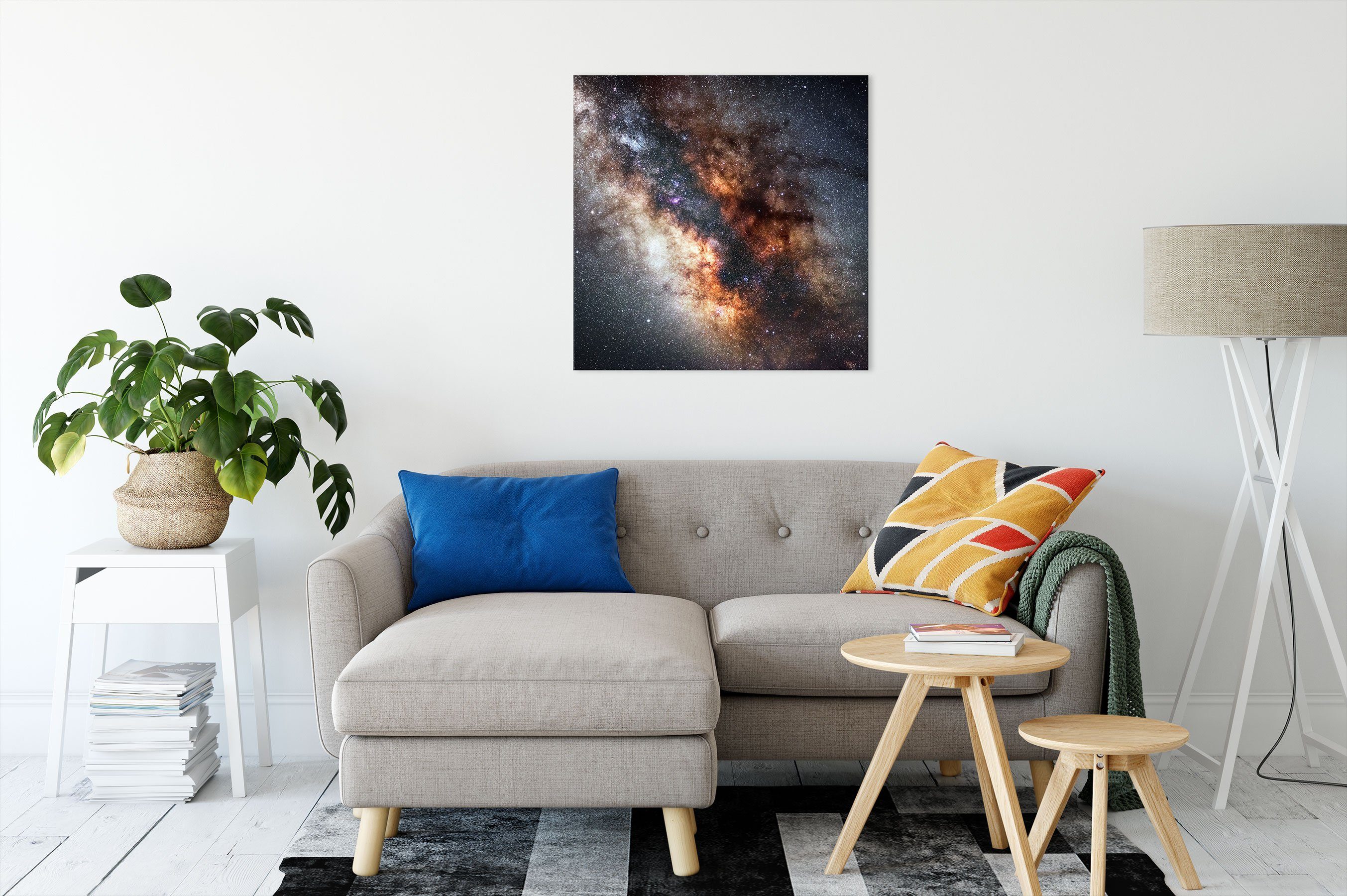 (1 St), Zentrum Leinwandbild inkl. Zackenaufhänger der Milchstraße, bespannt, Leinwandbild fertig der Zentrum Milchstraße Pixxprint