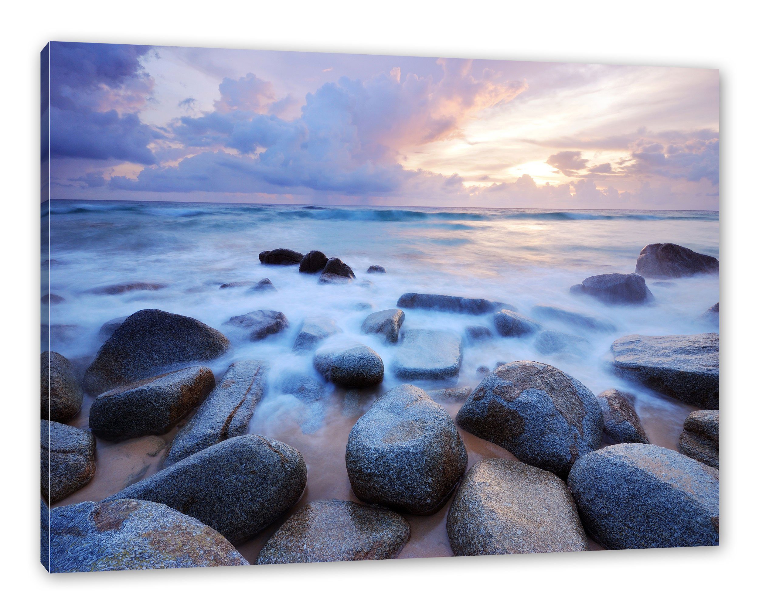 Pixxprint Leinwandbild Romantisches Meer, Romantisches Meer (1 St), Leinwandbild fertig bespannt, inkl. Zackenaufhänger