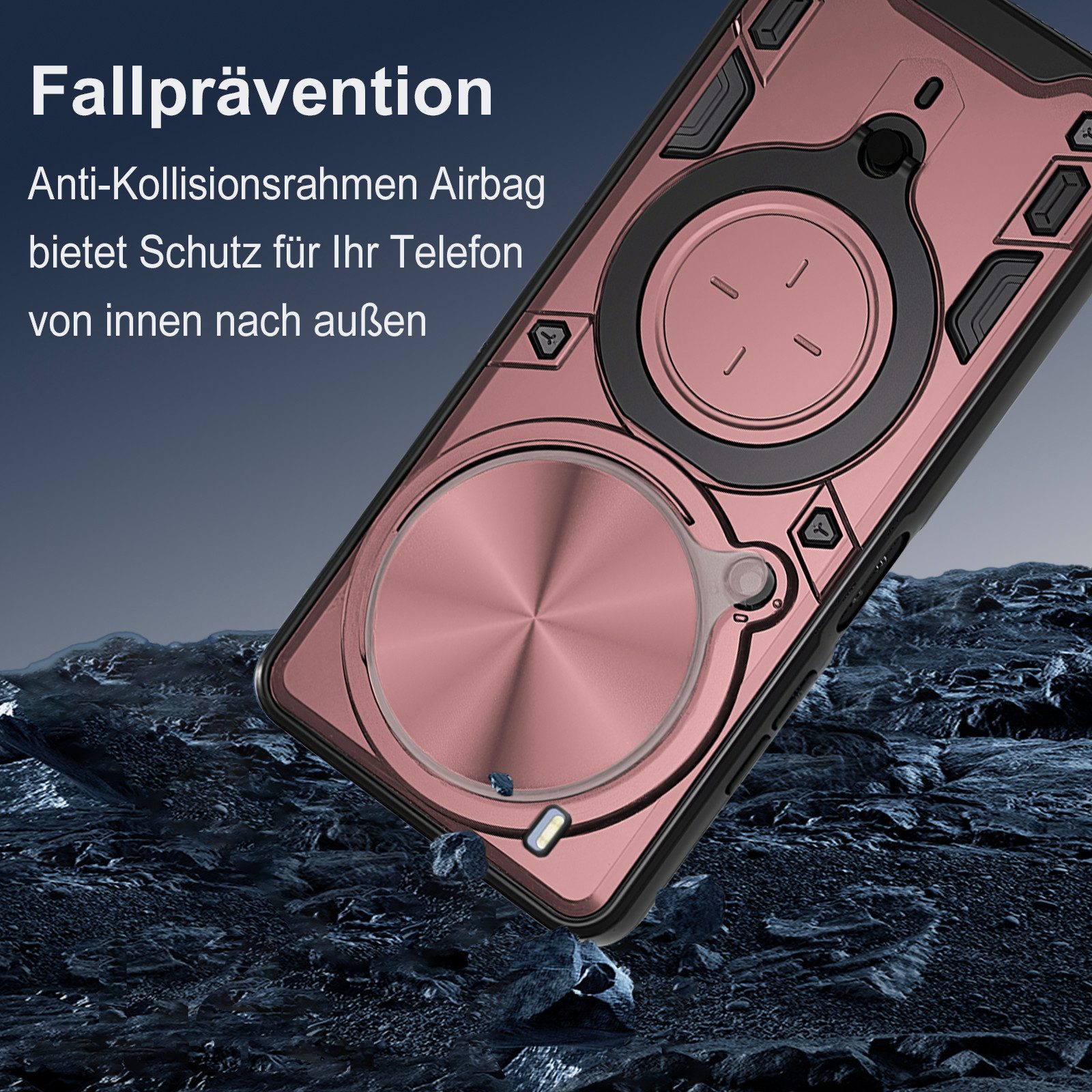 betterfon Handyhülle für ZTE Blade Hülle mit Slide Kameraschutz Ringhalter, Outdoorhülle mit Smartstand, Ringhalter & Silikonkern – Bild 4 von 5