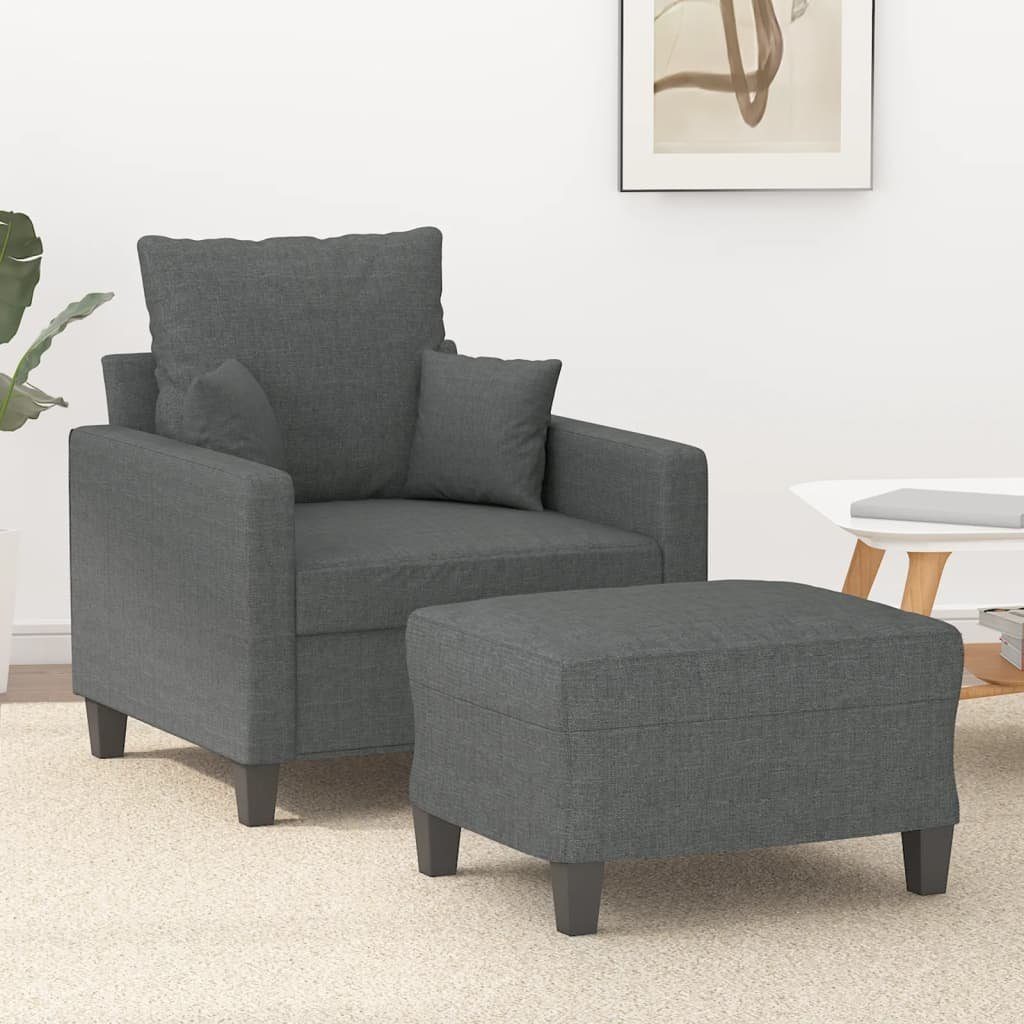 vidaXL Sofa Sessel mit Hocker Dunkelgrau 60 cm Stoff