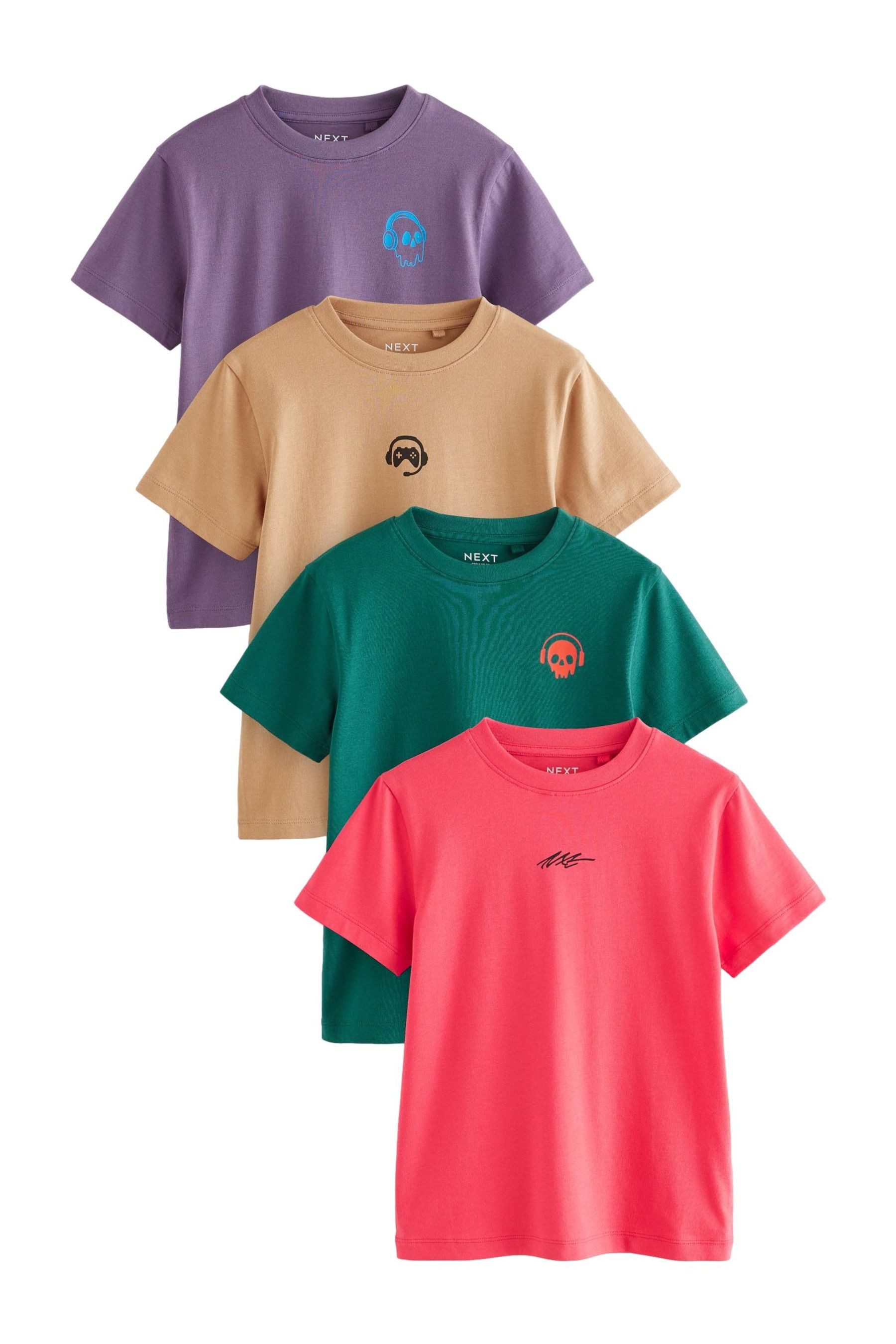 Next T-Shirt Футболки mit Sign Off-Stickerei im 4er-Pack (4-tlg)