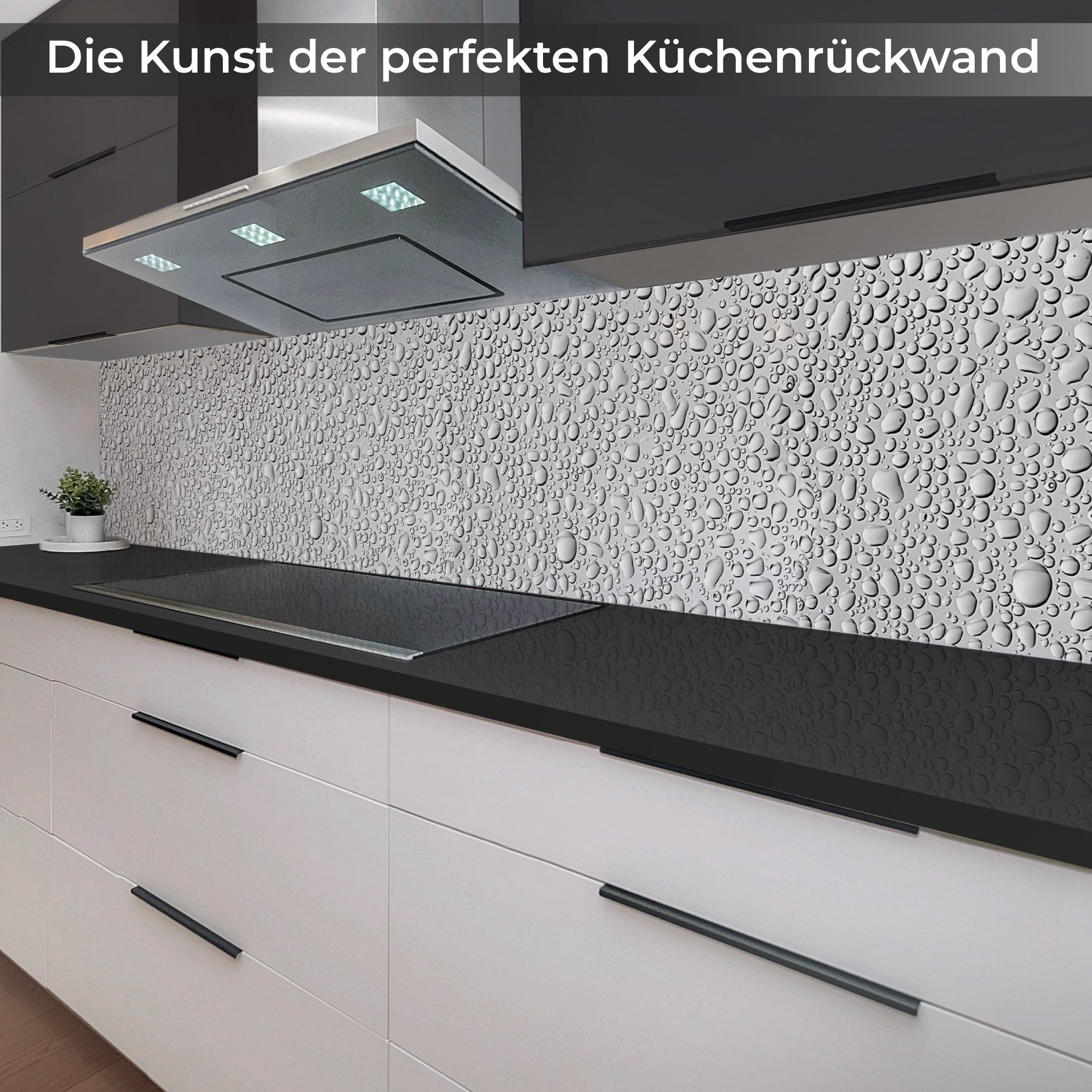 Rodnik Küchenrückwand Regentropfen, monolithische ABS-Platte mit Direktdruck, formstabil und langlebig