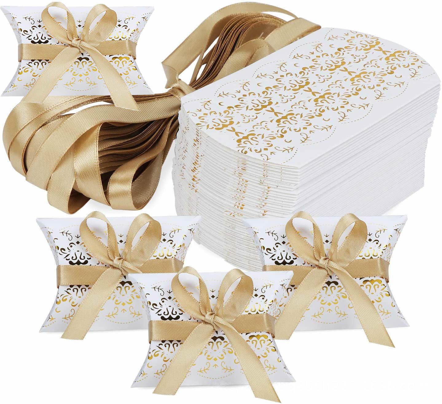 Agger Geschenkbox 50 Stück Print Kissen-Form-Hochzeits-Geschenkboxen,Süßigkeiten-Box, für Geburtstag Valentinstag Hochzeiten Weihnachten Neujahr