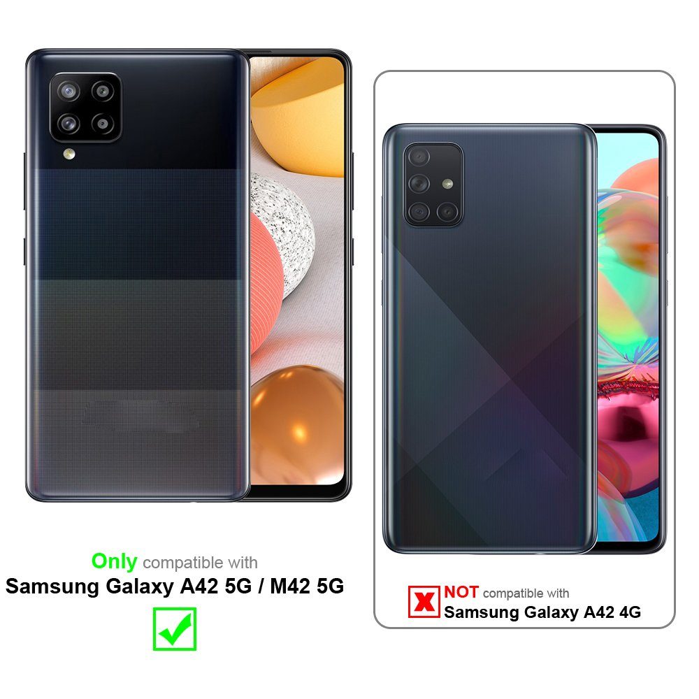 Cadorabo Handyhülle für Samsung Galaxy A42 5G / M42 5G Hülle Samsung Galaxy A42 5G / M42 5G, Hülle Schutzhülle Blumen Flower mit Standfunktion Kartenfach Magnet